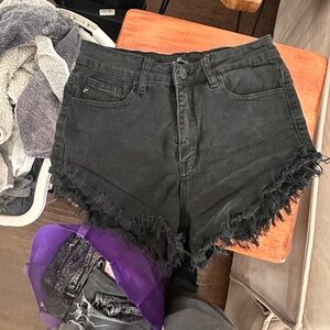 3 pair KanCan Black Frayed Hem Denim Jean Shorts bundle